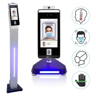 Leitor de acessos com medição corporal com suporte / torre de balcão / secretária / torre pedestal, Terminal de acessos com medição de temperatura corporal, Leitor de controlo de acessos palma, leitor de acessos com verificação facial palma e impressão digital, Sistema de controlo de acessos com deteção temperatura corporal