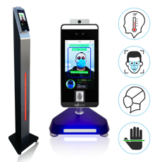 Leitor de acessos com medição corporal com suporte / torre de balcão / secretária / torre pedestal, Terminal de acessos com medição de temperatura corporal, Leitor de controlo de acessos palma, leitor de acessos com verificação facial palma e impressão digital, Sistema de controlo de acessos com deteção temperatura corporal