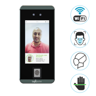 	Leitor de acessos Multi-biométrico com suporte / torre de balcão / secretária / torre pedestal, Terminal de acessos e/ou assiduidade com autenticação facial, Autenticação por Palma, impressão digital, cartão RFID e PIN.