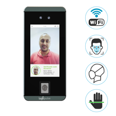 	Leitor de acessos Multi-biométrico com suporte / torre de balcão / secretária / torre pedestal, Terminal de acessos e/ou assiduidade com autenticação facial, Autenticação por Palma, impressão digital, cartão RFID e PIN.