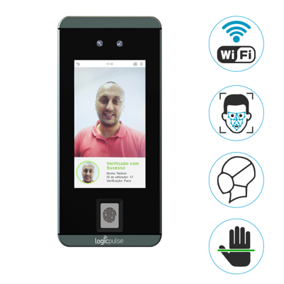 	Leitor de acessos Multi-biométrico com suporte / torre de balcão / secretária / torre pedestal, Terminal de acessos e/ou assiduidade com autenticação facial, Autenticação por Palma, impressão digital, cartão RFID e PIN.