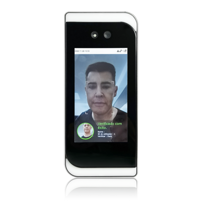 Terminal de controlo de acesso com reconhecimento facial, Palma e cartão RFID com deteção de uso de máscara, IP65 - Exterior.	