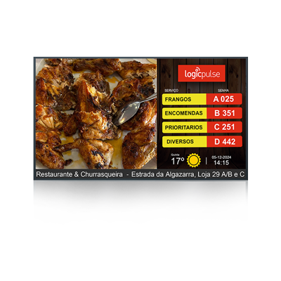 Ecrã Profissional D55P 16:9, 4K, no touch, Horizontal ou Vertical - Interior - C/ SO Android 9.0 APP Q.track + Suporte de Parede 