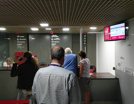 Multimedia kiosk for service queues for Transport, bilhetérias, Portugal, Angola, Mozambique